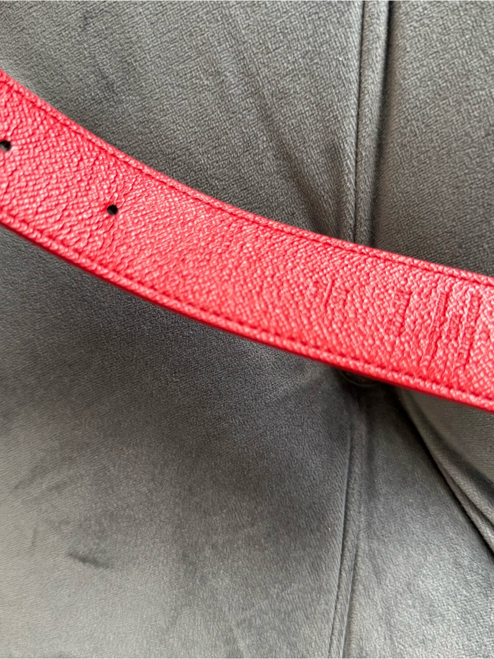Louis Vuitton Brown Red Monogram Belt reversible Gold LV Buckle size 85 - Picture 6 of 7